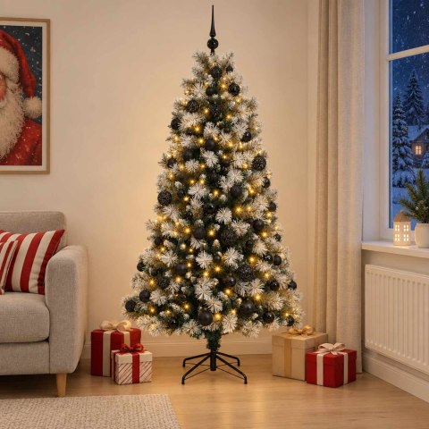 VidaXL Sztuczna choinka na zawiasach z bombkami 180 cm 300 LED