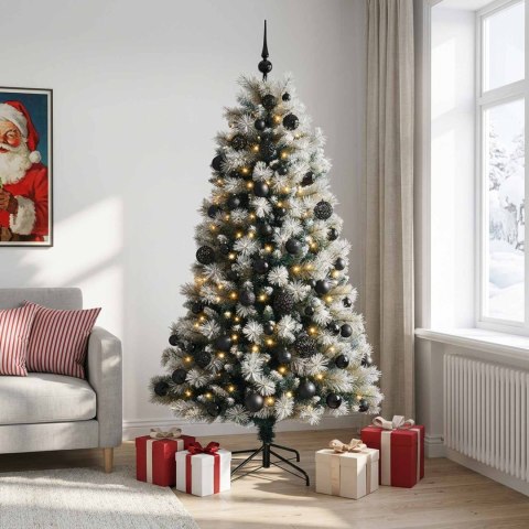 VidaXL Sztuczna choinka na zawiasach z bombkami 180 cm 300 LED