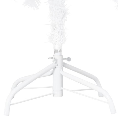 VidaXL Sztuczna choinka z lampkami i bombkami, biała, 120 cm, PVC