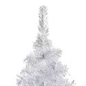 VidaXL Sztuczna choinka z lampkami i bombkami, srebrna, 180 cm, PET