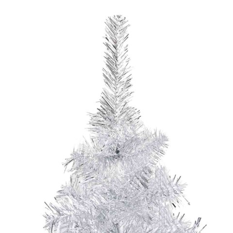 VidaXL Sztuczna choinka z lampkami i bombkami, srebrna, 180 cm, PET