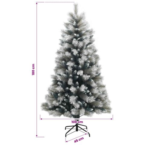 VidaXL Sztuczna choinka z zawiasami 180 cm PVC i Metal Szary i biały