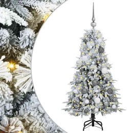 VidaXL Sztuczna choinka z zawiasami z podstawą Biały 120 cm PE i PVC