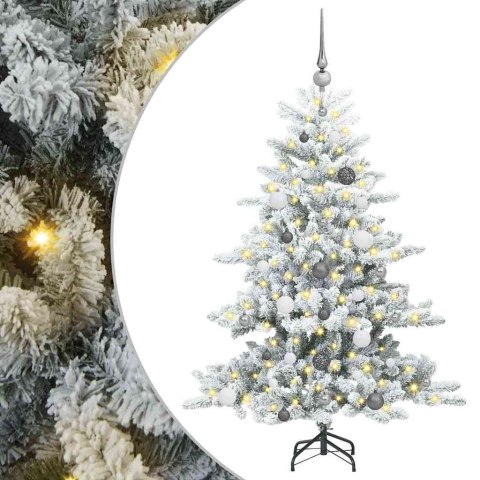 VidaXL Sztuczna choinka z zawiasami z podstawą Biały 150 cm PVC i stal