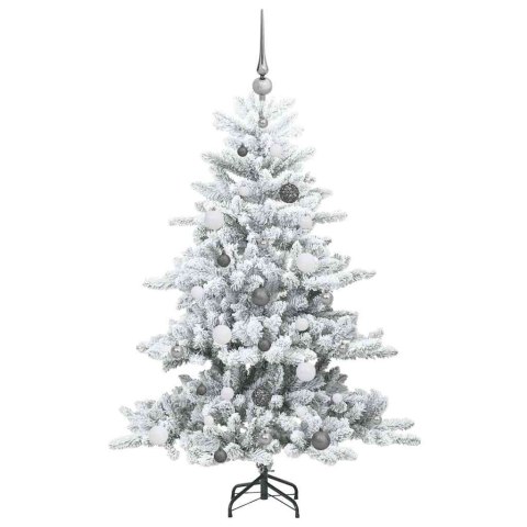 VidaXL Sztuczna choinka z zawiasami z podstawą Biały 150 cm PVC i stal