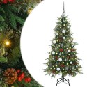 VidaXL Sztuczna choinka z zawiasami z podstawą Zielony 150 cm PE i PVC