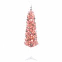 VidaXL Sztuczna wąska choinka z bombkami 150 cm 150 LED Ciepła biel