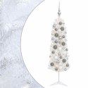 VidaXL Sztuczna wąska choinka z bombkami 150 cm 150 LED Ciepła biel
