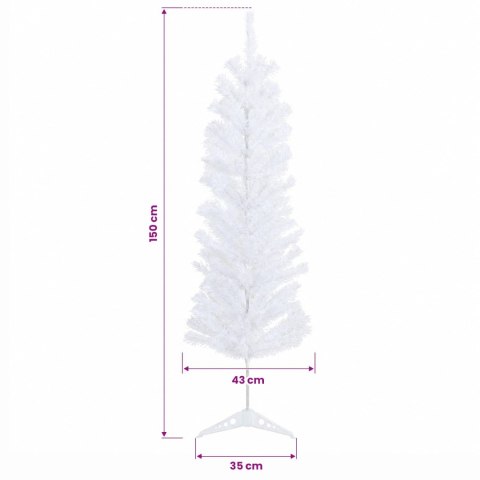 VidaXL Sztuczna wąska choinka z bombkami 150 cm 150 LED Ciepła biel