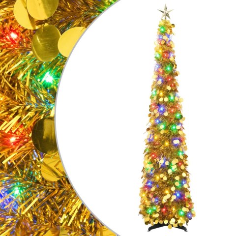 VidaXL Choinka LED pop-up z gwiazdą na czubku 120 cm 50 LED PET złoty