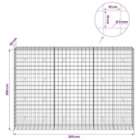 VidaXL Gabion z drutu 5 mm i siatką 10x10 cm 300x50x200 cm