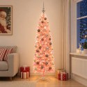 VidaXL Wąska sztuczna choinka z bombką 240 cm 300 LED Ciepła biel