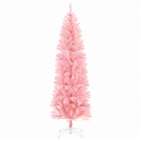 VidaXL Wąska sztuczna choinka z bombką 240 cm 300 LED Ciepła biel