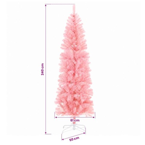 VidaXL Wąska sztuczna choinka z bombką 240 cm 300 LED Ciepła biel