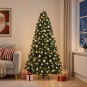 VidaXL Sztuczna choinka ciemnozielona z bombkami 210 cm 300 LED