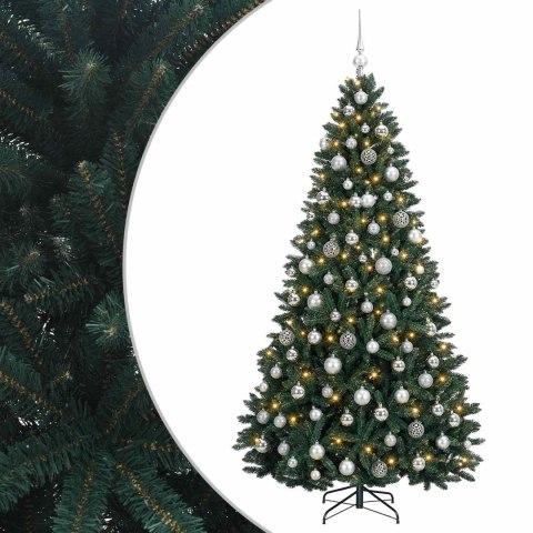 VidaXL Sztuczna choinka ciemnozielona z bombkami 210 cm 300 LED