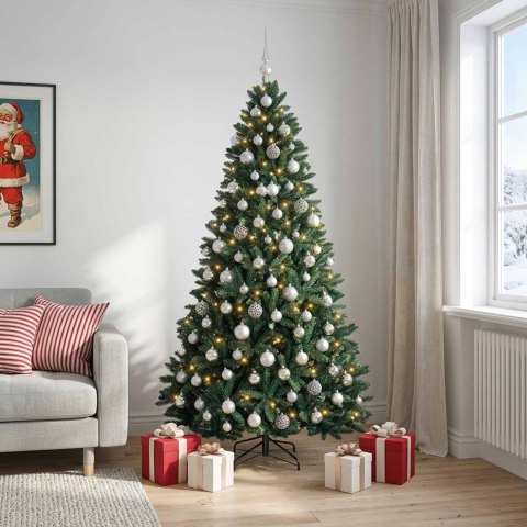 VidaXL Sztuczna choinka ciemnozielona z bombkami 210 cm 300 LED