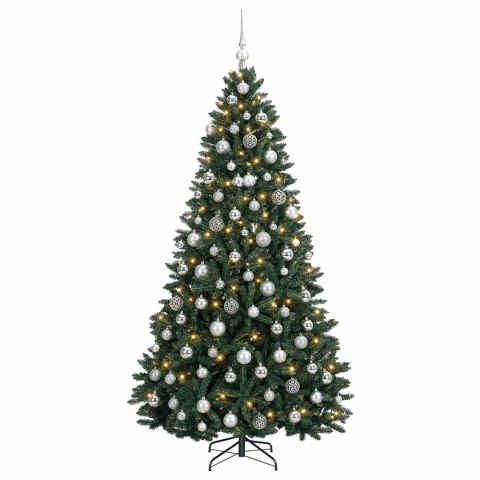 VidaXL Sztuczna choinka ciemnozielona z bombkami 210 cm 300 LED