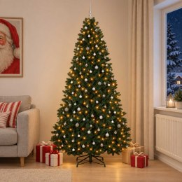 VidaXL Sztuczna choinka, ciemnozielona, z bombkami 300 cm 600 LED