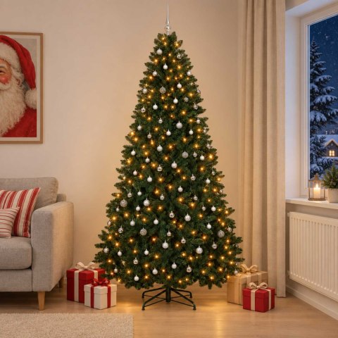 VidaXL Sztuczna choinka, ciemnozielona, z bombkami 300 cm 600 LED
