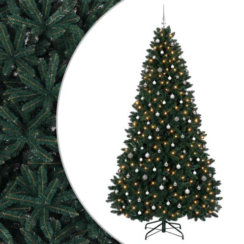 VidaXL Sztuczna choinka, ciemnozielona, z bombkami 300 cm 600 LED