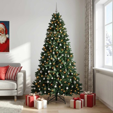 VidaXL Sztuczna choinka, ciemnozielona, z bombkami 300 cm 600 LED