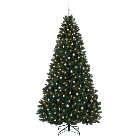 VidaXL Sztuczna choinka, ciemnozielona, z bombkami 300 cm 600 LED