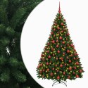 VidaXL Sztuczna choinka, średniozielona, z bombkami 180 cm 300 LED