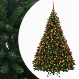VidaXL Sztuczna choinka, średniozielona, z bombkami 180 cm 300 LED