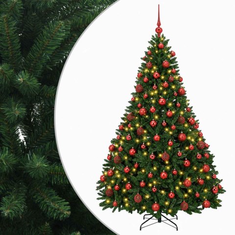 VidaXL Sztuczna choinka, średniozielona, z bombkami 180 cm 300 LED