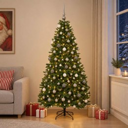 VidaXL Sztuczna choinka, średniozielona, z bombkami 210 cm 300 LED