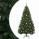 VidaXL Sztuczna choinka, średniozielona, z bombkami 210 cm 300 LED