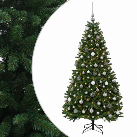 VidaXL Sztuczna choinka, średniozielona, z bombkami 210 cm 300 LED
