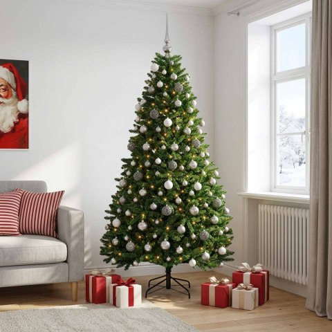 VidaXL Sztuczna choinka, średniozielona, z bombkami 210 cm 300 LED