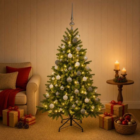 VidaXL Sztuczna choinka z bombką 120 cm 150 LED Ciepła biel