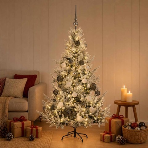 VidaXL Sztuczna choinka z bombką 150 cm 150 LED Ciepła biel