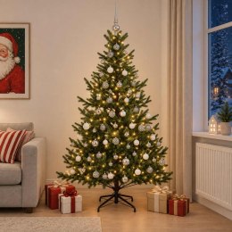 VidaXL Sztuczna choinka z bombką 180 cm 300 LED Ciepła biel