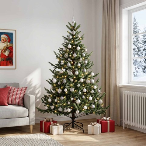 VidaXL Sztuczna choinka z bombką 180 cm 300 LED Ciepła biel