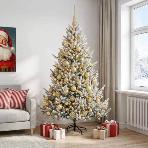 VidaXL Sztuczna choinka z bombką 180 cm 300 LED Ciepła biel
