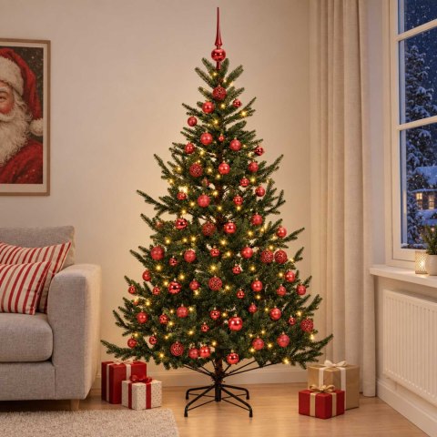 VidaXL Sztuczna choinka z bombką 180 cm 300 LED Ciepła biel