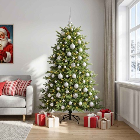 VidaXL Sztuczna choinka z bombką 180 cm 300 LED Ciepła biel