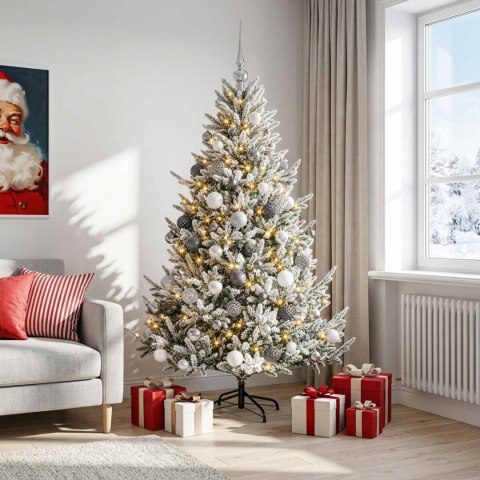 VidaXL Sztuczna choinka z bombką 210 cm 300 LED Ciepła biel