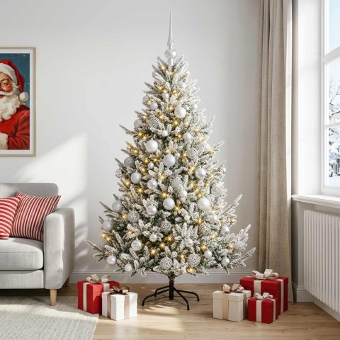 VidaXL Sztuczna choinka z bombką 210 cm 300 LED Ciepła biel