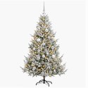 VidaXL Sztuczna choinka z bombką 210 cm 300 LED Ciepła biel
