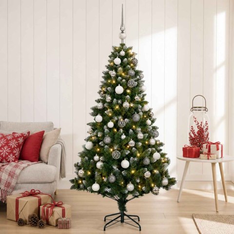 VidaXL Sztuczna choinka z bombkami 120 cm 150 LED Ciepła biel