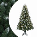 VidaXL Sztuczna choinka z bombkami 180 cm 300 LED Ciepła biel