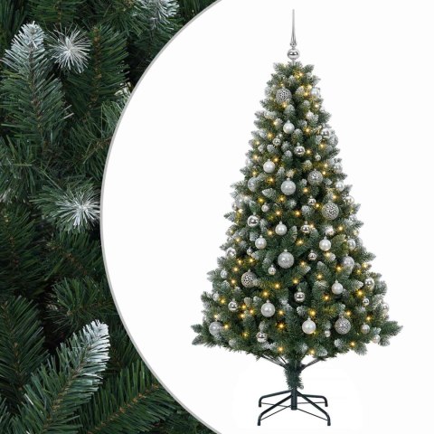 VidaXL Sztuczna choinka z bombkami 180 cm 300 LED Ciepła biel