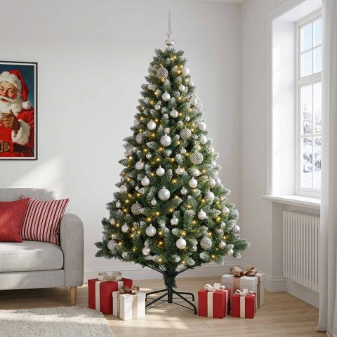 VidaXL Sztuczna choinka z bombkami 180 cm 300 LED Ciepła biel
