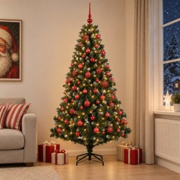 VidaXL Sztuczna choinka z bombkami 180 cm 300 LED Ciepła biel