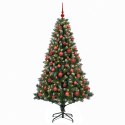 VidaXL Sztuczna choinka z bombkami 180 cm 300 LED Ciepła biel